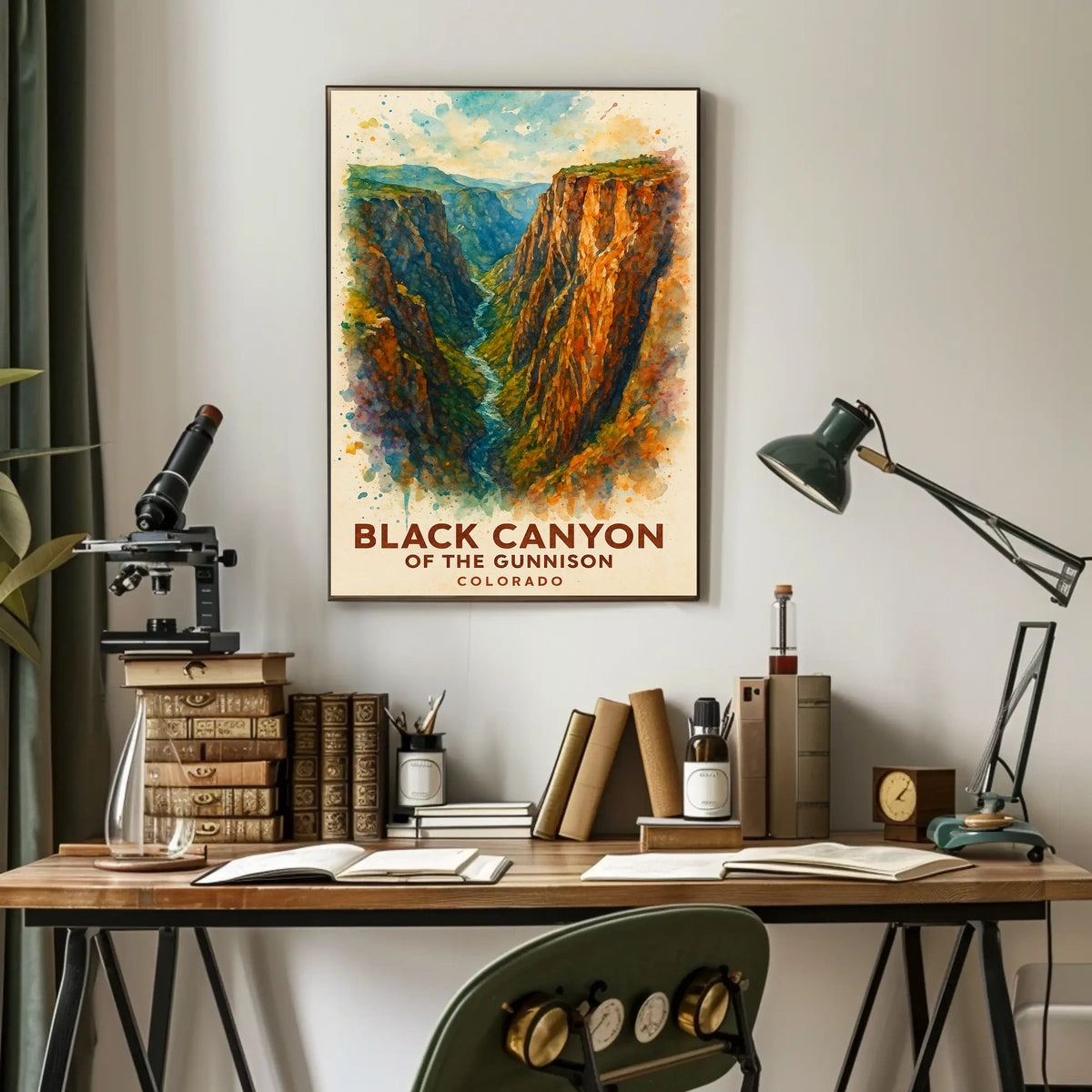 Black Canyon Colorado Scenic Watercolor Art Poster