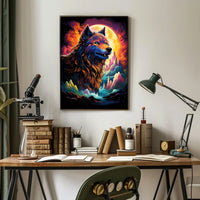 Majestic Wolf Psychedelic Landscape Art Poster