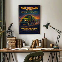 Keep 'Em Rolling: A Tribute to WWII Logistics Poster