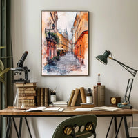 Vivid City Scene Lviv Old Town Street View Ukraine Poster