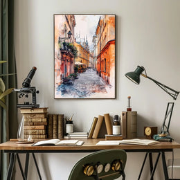 Vivid City Scene Lviv Old Town Street View Ukraine Poster