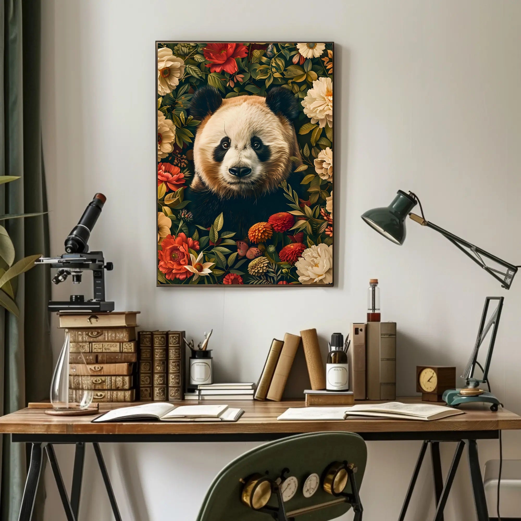 Panda in Bloom Wall Art Decor Print