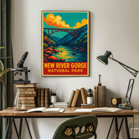 New River Gorge Vintage Travel Adventure Poster
