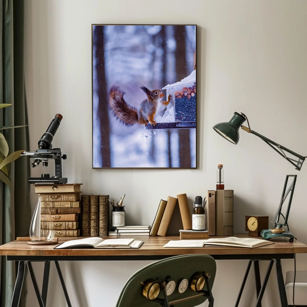 Winter Squirrel Feast Poster