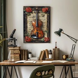 Artistic Violin Music Aged Sheet Background Poster