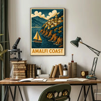 Amalfi Coast Travel Poster 18x24 Coastal Wall Art Print