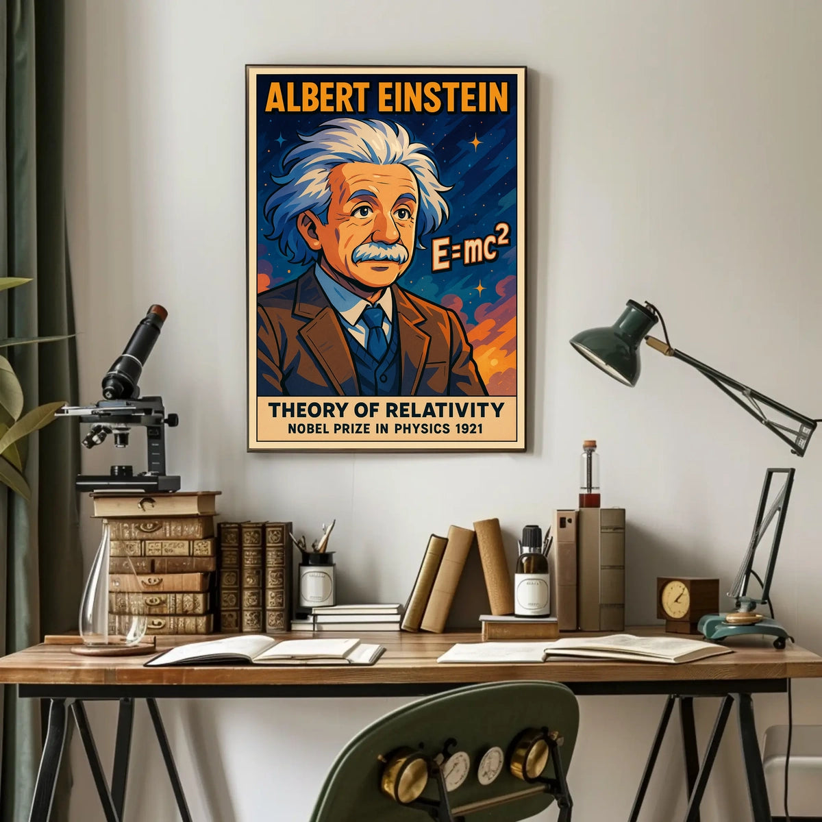 Einstein Relativity Theory Vintage Science Study Poster