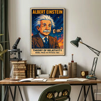 Einstein Relativity Theory Vintage Science Study Poster