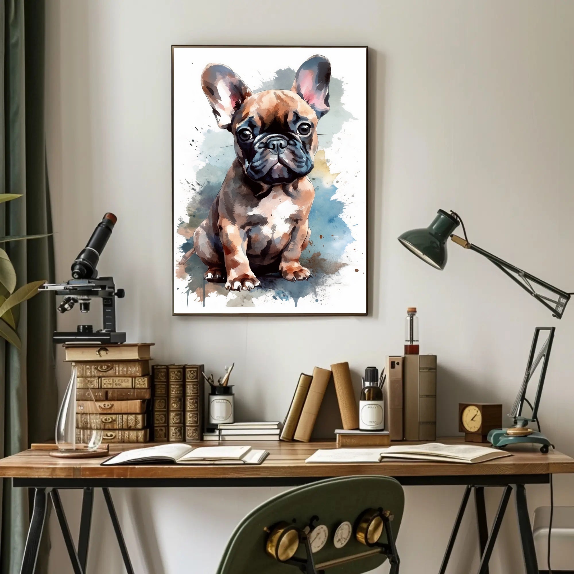 French Bulldog Watercolor Poster Wall Art