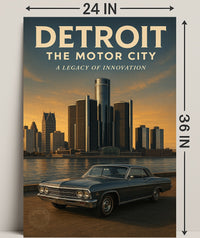 Detroit The Motor City Vintage Poster Print PosterGoat