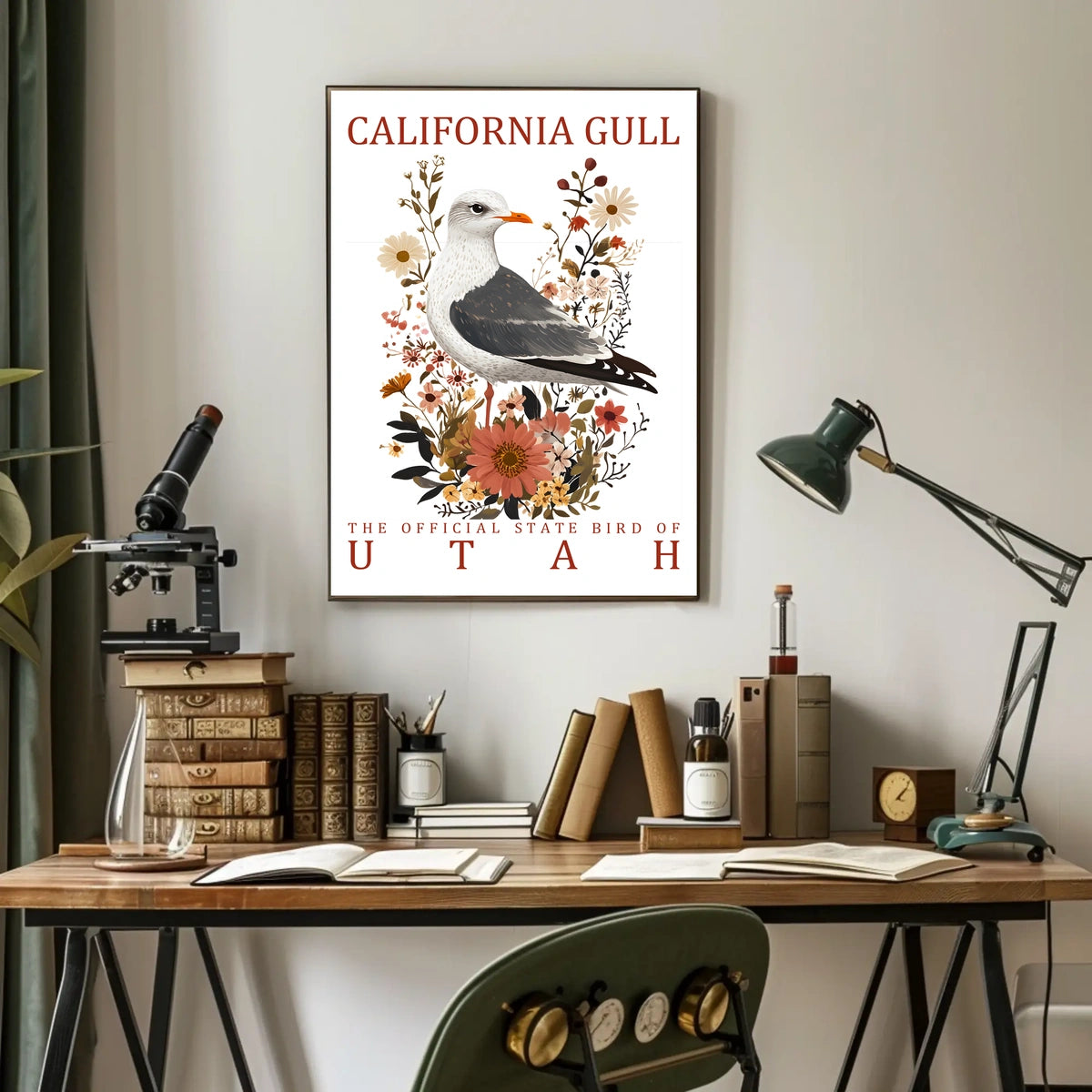 California Gull Utah State Bird Nature Poster