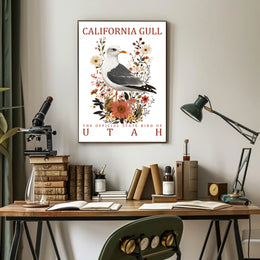 California Gull Utah State Bird Nature Poster