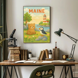 Maine Wildlife and Lighthouse Poster