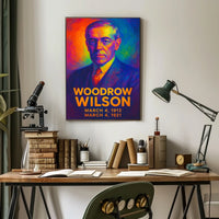 Woodrow Wilson 28th President of the United States Neon Gradient Overlay Poster