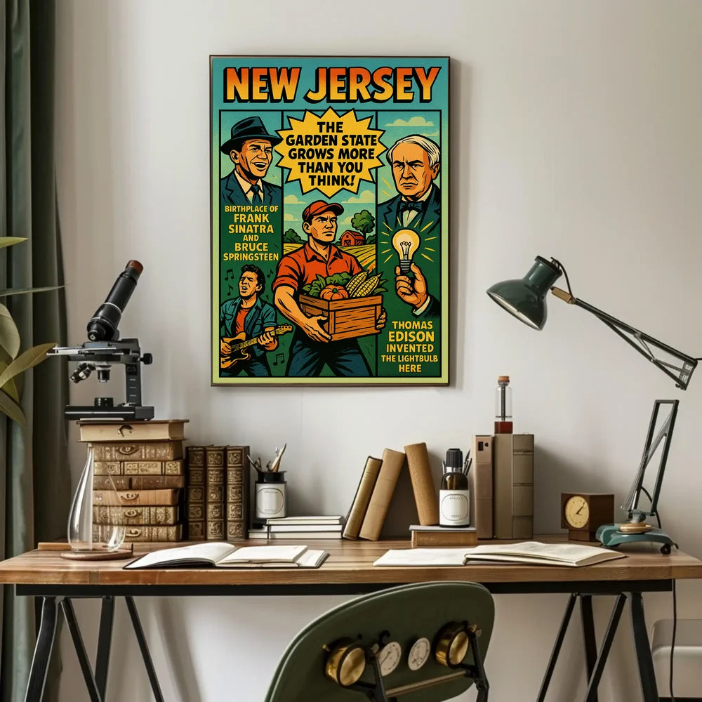 New Jersey Heritage Vintage Americana Cultural or Heritage Poster PosterGoat