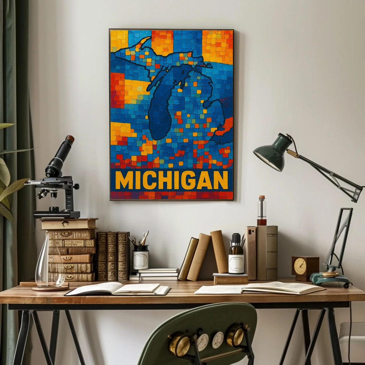 Mosaic Map of Michigan Poster