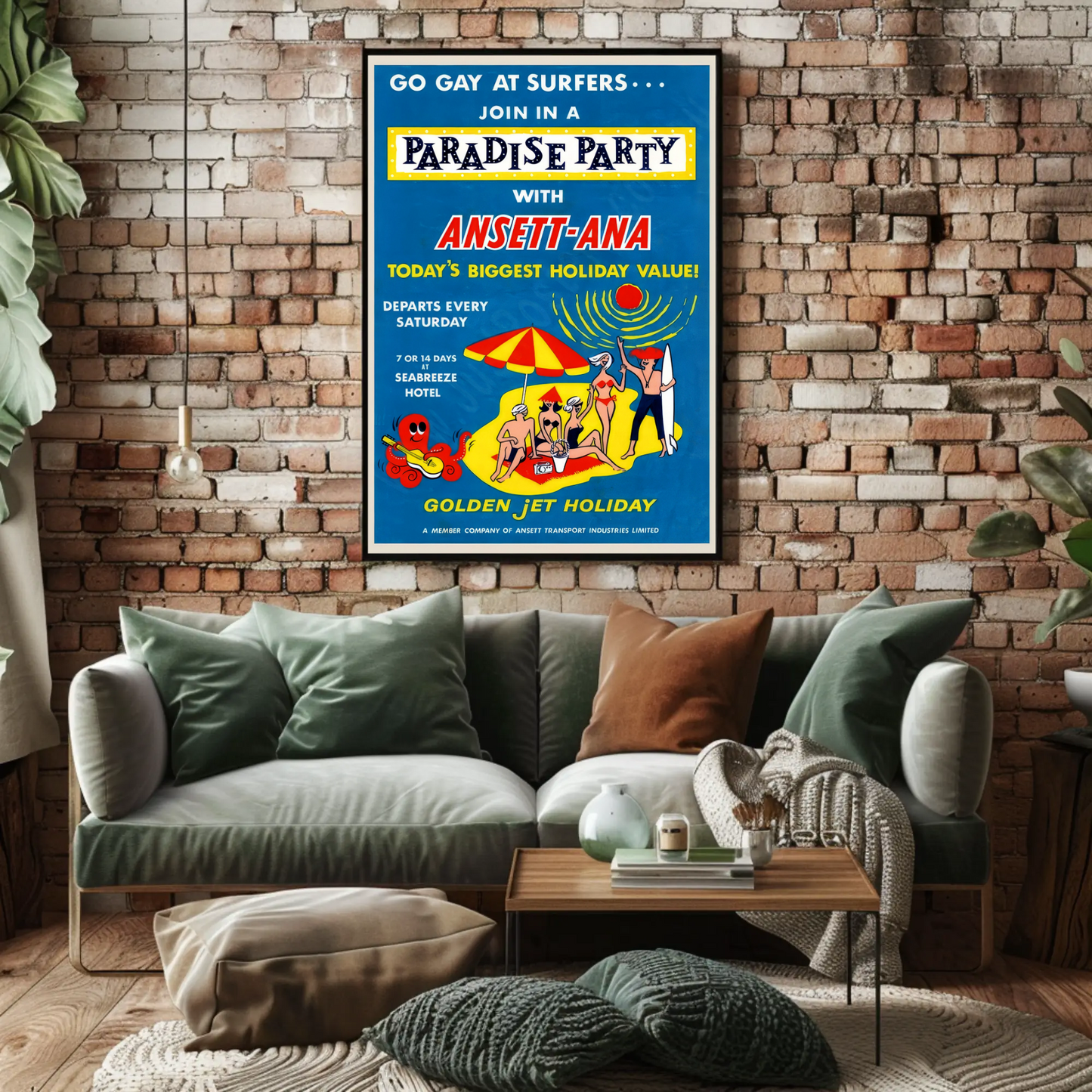 Paradise Party Vintage Poster - Ansett-ANA