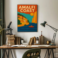 Amalfi Coast Poster Wall Art Scenic Travel Print Collectible