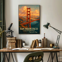 Golden Gate Bridge Vintage Travel Poster