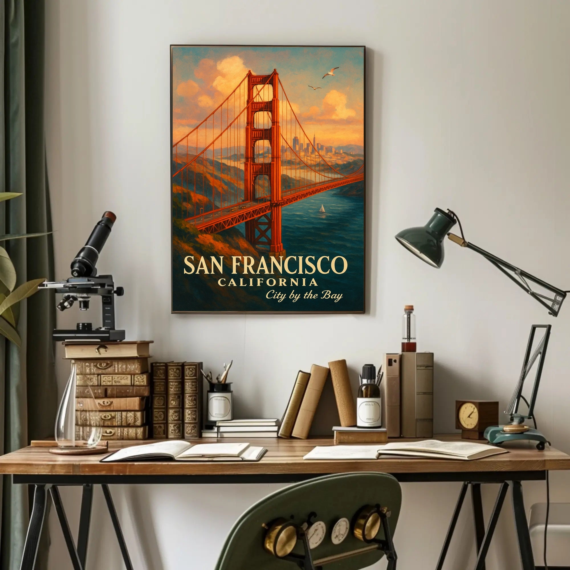 Golden Gate Bridge Vintage Travel Poster