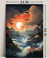 Serene Sunset Over Majestic Waters Poster PosterGoat