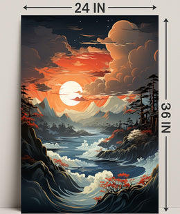 Serene Sunset Over Majestic Waters Poster PosterGoat
