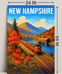 New Hampshire Autumn Train Journey Poster PosterGoat