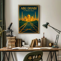 Abu Dhabi Grand Mosque Vintage Travel Poster