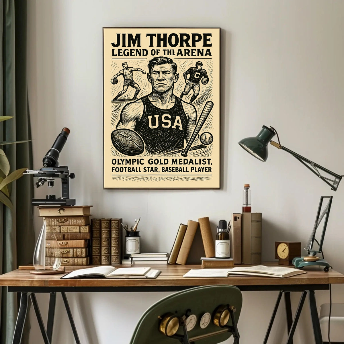 Jim Thorpe Iconic Sports Legend Poster