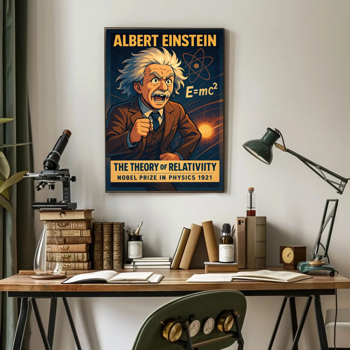 Albert Einstein Relativity Vintage Science Poster