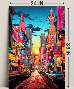 Neon Cityscape At Dusk Poster