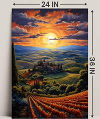 Sunset Over Tuscan Hills Poster