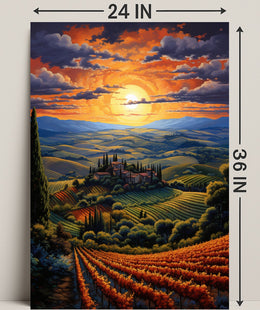 Sunset Over Tuscan Hills Poster