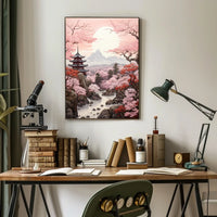 Serene Japanese Cherry Blossoms Travel Poster