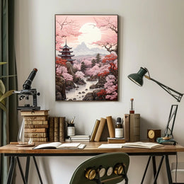 Serene Japanese Cherry Blossoms Travel Poster