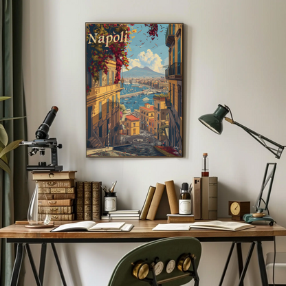 Napoli Bay and Mount Vesuvius Travel Poster