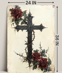 Gothic Cross And Roses Poster