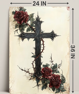 Gothic Cross And Roses Poster