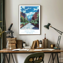 High Park In New York City Scenic Poster Vintage Wall Art