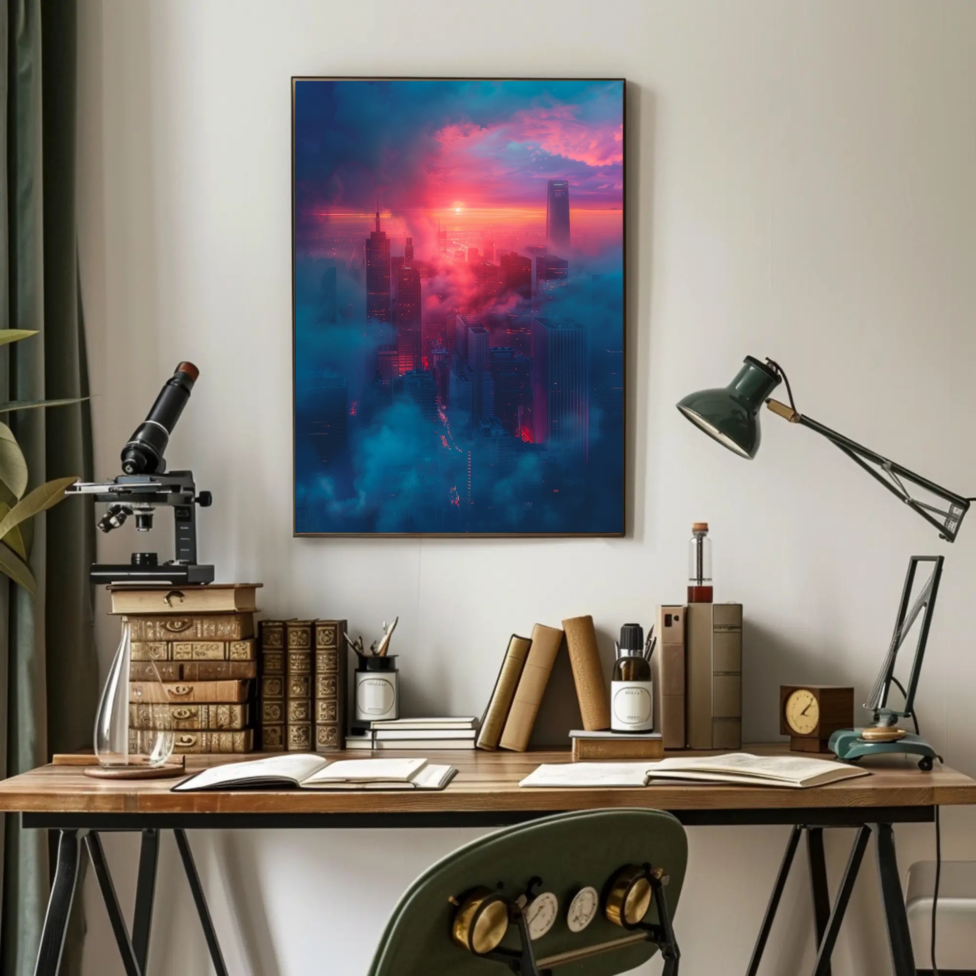 Futuristic Cityscape at Sunset - Urban or Cityscape Poster PosterGoat