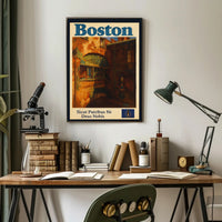 Boston Heritage Poster Vintage Travel Wall Art