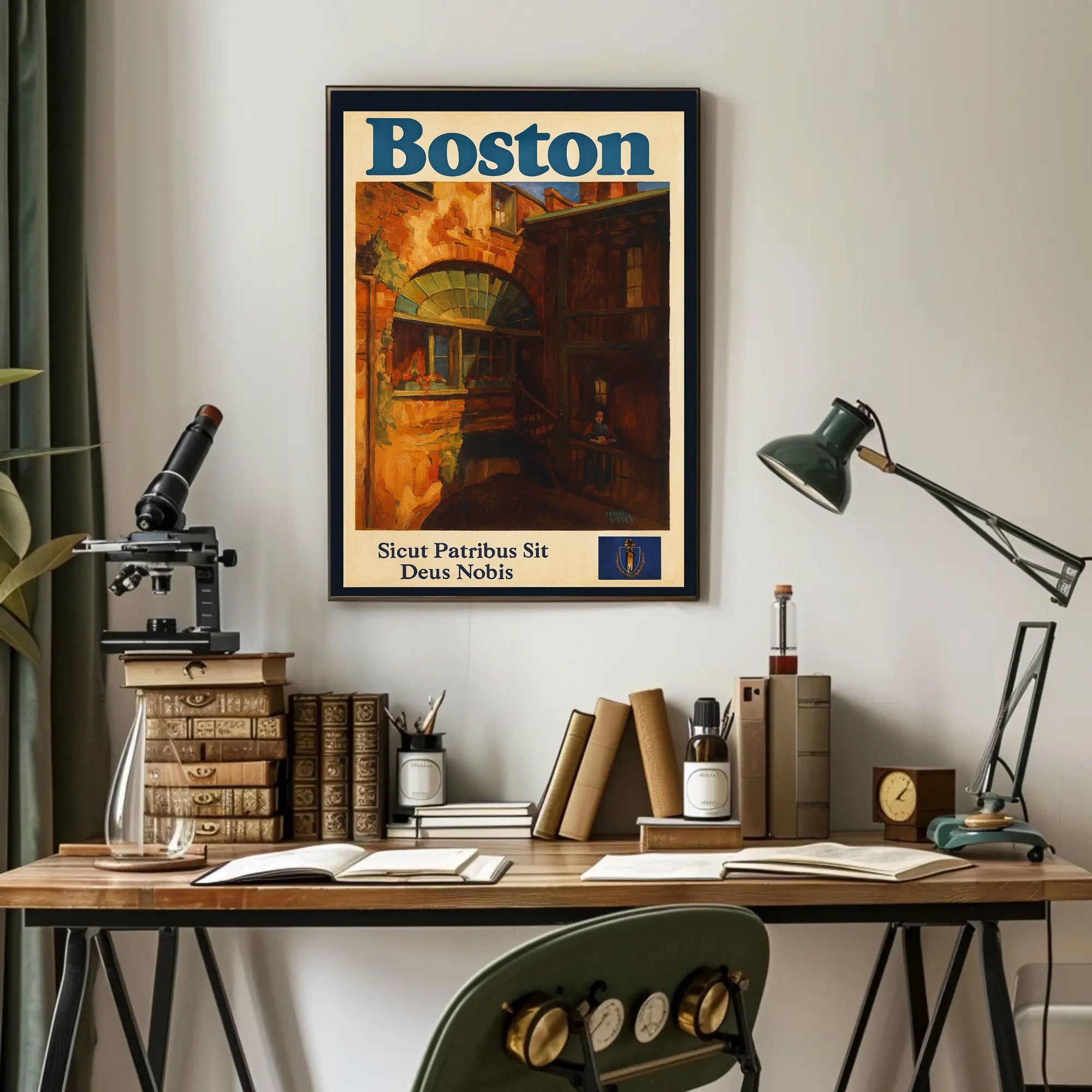 Boston Heritage Poster Vintage Travel Wall Art