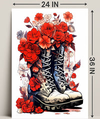 Floral Boots A Fusion Of Nature And Poster