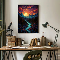Majestic Mountain Sunset Poster PosterGoat