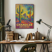 Chandler Arizona Pointillist Cityscape Desert Sunset Poster