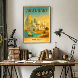 Abu Dhabi Fusion Vintage Travel Art Travel Poster