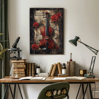 Vintage Violin with Roses Artistic Art Poster