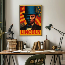 Lincoln Pop Art Poster Celebrating Historical and Presidential Icons