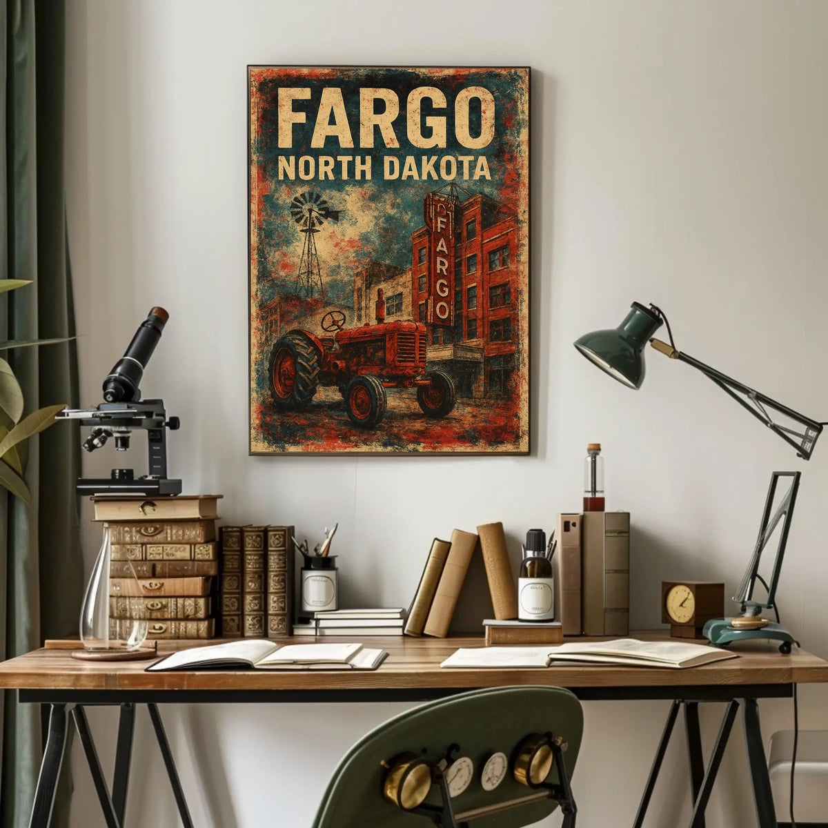 Fargo North Dakota Scenic Vintage Map Wanderlust Poster