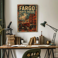 Fargo North Dakota Scenic Vintage Map Wanderlust Poster